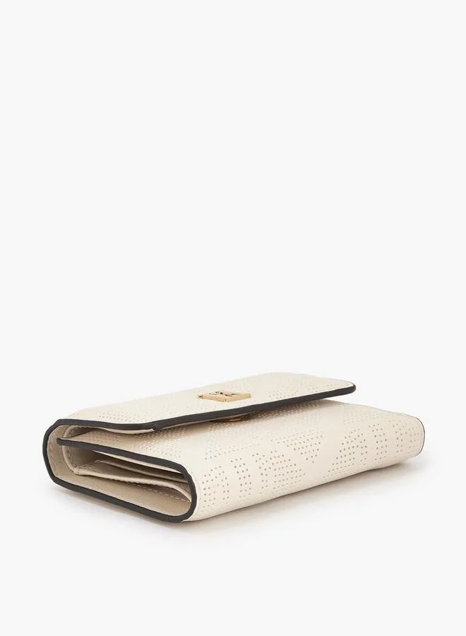 ايل Perforated Wallet with Snap Button Closure